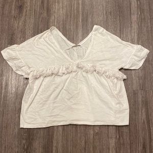 5/$25 Zara Trafaluc white tassel top